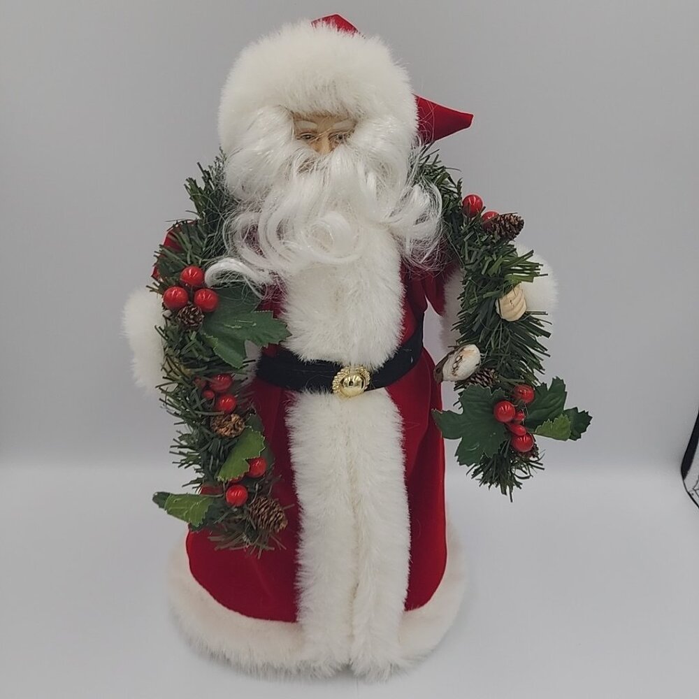 Vtg 1995 Holiday Time Santa Old World Centerpiece 13" Table Top Tree Topper